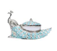 Sxhlseller Pot à Sucre Paon Vintage avec Couvercle et Cuillère, Boîte en Alliage de Zinc gaufré avec Doublure en Verre pour Sucre, Sel, Poivre, Comptoir de Cuisine, café