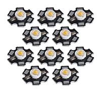 Sxhlseller Puce LED 1W Blanc Chaud 3000K 10Pcs |Perles de Lumière Ultra Brillantes 3V, pour Plafonnier, Lampe de Poche, Bricolage (Lumière chaude 1sem)