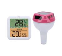 Sxhlseller Thermomètre de Piscine Numérique Solaire, Thermomètre de Piscine Flottant sans Fil avec Lumière RVB, Sonde d'eau IP68, Portée de 100 M, Affichage de l'humidité Intérieure, pour Les (Rouge)