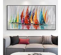SXKJ Coloré Bateau À Voile Peinture Gi Illustration Grande Taille Toile Art Affiches et Gravures Moderne Mur Art Pour Salon Décor 60x120 cm Sans Cadre