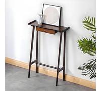 SXKLYRF Table Console D'entrée Étroite en Rotin, Console Meuble avec Tiroir de Rangement, Meuble Entrée pour dans Le Couloir ou Le Hall(Brown,60x20x85cm/24x8x33in)