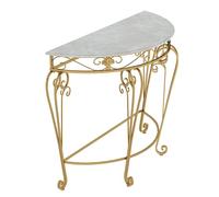 SXKLYRF Table Console, Meuble Console D'entrée, Structure en Métal, MDF Imitation Marbre, Table D'Entrée Demi-Lune pour Salon, Entrée ou Couloir(Gold,70x35x80cm/28x14x31in)