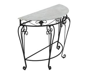 SXKLYRF Table Console, Meuble Console D'entrée, Structure en Métal, MDF Imitation Marbre, Table D'Entrée Demi-Lune pour Salon, Entrée ou Couloir(Black,70x35x80cm/28x14x31in)