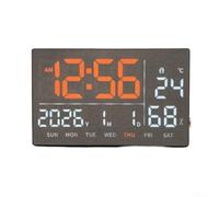 SXNFSX Horloge Murale LED silencieuse avec Affichage de la Date, du Mois et du Jour (Orange)