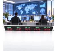 SXQYCH Horloge Numérique Mondiale À LED, Horloge Scolaire | Cadre En Aluminium, LED À Contraste Élevé, Double Mode, For Centres D'affaires Mondiaux(5time)