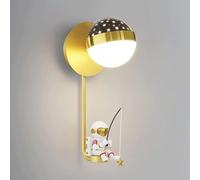 SXSHEYS Applique Murale LED en métal Style Mid-Century, idéale pour la Chambre à Coucher, avec Lampe Astronaute, Lampe Nordique Moderne pour Enfants, Fixation Murale Noire et Blanche, régl