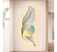 SXSKPP Applique Murale décorative en Forme de Plumes, Horloge créative, Sculpture Suspendue Moderne, Grande Applique pour la décoration d'une entrée de Maison ou d'un café, B, 54 x 150 cm