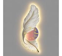 SXSKPP Horloge Murale décorative en Forme de Plume avec éclairage LED, Sculpture Artistique de Luxe, Applique élégante pour Salon, Salle à Manger, Chambre ou Couloir, C, 43 x 120 cm