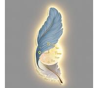 SXSKPP Horloge Murale décorative en Forme de Plume avec éclairage LED, Sculpture Artistique de Luxe, Applique élégante pour Salon, Salle à Manger, Chambre ou Couloir, diamètre 43 x 120 cm