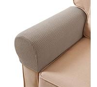 Sxspace 4 Pièces Couvre Accoudoirs Housses de Fauteuil Imperméables Couvertures d'Accoudoir de Canapé en Polyester Extensible Housse de Canapé en Spandex pour Canapé de Salon Inclinable (Le Sable)
