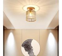Sxtiger Plafonnier en Cristal LED Mini Lampe Lustre en Cristal, Lustre de Plafonnier Moderne, pour Salon Entrée Couloir Chambre Cuisine Lampes (Or Rond)