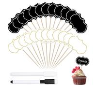 Sxutop 100 Pièces Étiquette pour Fromage, Mini Ardoise Buffet avec Pic | Etiquette Buffet, Noir et Blanc, Cure-Dents Vierge, Etiquette Ardoise Alimentaire, pour Plateau de Fromage, Gâteau, Fête