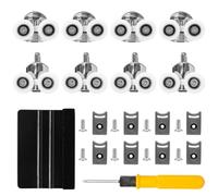 Sxutop 8 Pièces Porte de Douche Roulette en Alliage de Zinc Diamètre 25mm, Porte Coulissante, Cabine de Douche pour Verre de 4-6mm d'Épaisseur, avec Fixations et Raclette