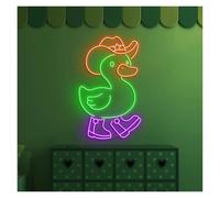 SXWNBIFH Enseigne Lumineuse néon Canard Cowboy, luminosité réglable, idéale pour la décoration d'animalerie, Alimentation USB (L, 33 cm x 65 cm)