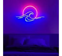 SXWNBIFH Enseigne Lumineuse néon « Coucher de Soleil sur Les Vagues », enseigne « Lever de Soleil et Coucher de Soleil » pour décoration Murale, enseigne néon à intensité Variable, idéale p