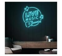 SXWNBIFH Enseigne Lumineuse néon « Musique Live », alimentée par USB, luminosité réglable, pour pub, Groupe de Musique, décoration Murale.