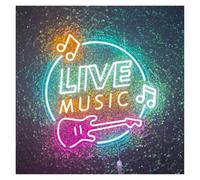 SXWNBIFH Enseigne Lumineuse néon « Musique Live », alimentée par USB, luminosité réglable, pour pub, Groupe de Musique, décoration Murale.