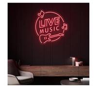 SXWNBIFH Enseigne Lumineuse néon « Musique Live », alimentée par USB, luminosité réglable, pour pub, Groupe de Musique, décoration Murale.