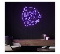 SXWNBIFH Enseigne Lumineuse néon « Musique Live », alimentée par USB, luminosité réglable, pour pub, Groupe de Musique, décoration Murale.