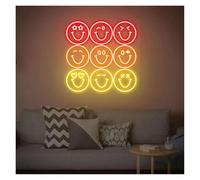 SXWNBIFH Enseigne Lumineuse néon Visage Souriant, alimentée par USB, luminosité réglable, idéale pour Une Chambre, Un Bistro ou Une fête.
