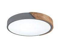 SXWNBIFH Plafonnier LED Rond en Forme de Macaron, Lampe de Plafond Moderne en Bois, Montage encastré, éclairage idéal pour Chambre d'enfant, Salon, Chambre à Coucher, Couloir, Gris avec var