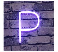 SXWNBIFH Veilleuse Lumineuse néon en Forme de Lettre, veilleuse LED néon Murale décorative pour Chambre d'enfant, Fonctionne sur Piles USB, Violette (P)
