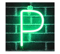 SXWNBIFH Veilleuse Lumineuse néon en Forme de Lettre, veilleuse LED néon Murale décorative pour Chambre d'enfant, Fonctionne sur Piles USB, Verte (P)
