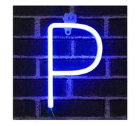 SXWNBIFH Veilleuse Lumineuse néon en Forme de Lettre, veilleuse LED néon Murale décorative pour Chambre d'enfant, Fonctionne sur Piles USB, Bleue (P)