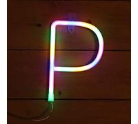 SXWNBIFH Veilleuse Lumineuse néon en Forme de Lettre, veilleuse LED néon Murale décorative pour Chambre d'enfant, Fonctionne sur Piles USB, Multicolore (P)