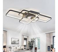 SXWNBIFH Ventilateur de Plafond rectangulaire avec éclairage LED Moderne et créatif, 6 Vitesses, variateur, minuterie, réversible et Silencieux, 103 cm, Noir, pour Salon ou Salle à Manger.