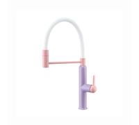 SXWYLZ Robinet D'Évier avec Tuyau Flexible en Silicone Mitigeur Cuisine Douchette Extractible Pivotant à 360° Robinet Mélangeur à 2 Modes Poignée Unique Eau Chaude et Froide,Rose Violet Blanc