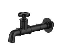 SXWYLZ Robinet Industriel Salle Bain Eau Froide Mural 16 cm Laiton | Robinet Lavabo Long Bec à Volant Rond pour Bac à Laver, Buanderie, Garage et Remplissage, G 1/2", Noir