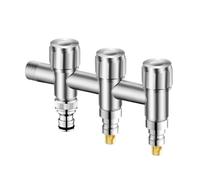 SXWYLZ Robinet Machine à Laver avec Vanne D'Arrêt Robinet Eau Froide Mural Distributeur D'Eau à 3 Voies pour Salles de Bains Extérieures, Acier Inoxydable, Couleur Brossée