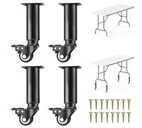 SXYHCK Lot de 4 Pied De Meuble Réglables en Hauteur, Pied De Table Reglable avec roulettes Pivotantes, Pied Remplacement pour Armoire Canapé-Lit Table Basse Tiroirs Buffet(Black,76-100cm/30-39in)