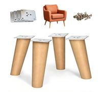 SXYHCK Lot de 4 Pieds De Meuble en Bois Oblique, 10/20/30/40/50/60/70cm Pieds De Table en Bois Conique Massif, Pied De Canapé De Rechange Antidérapant pour Lit Armoire Sofa(Wood,12cm/4.7in)