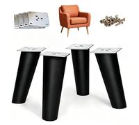 SXYHCK Lot de 4 Pieds De Meuble en Bois Oblique, 10/20/30/40/50/60/70cm Pieds De Table en Bois Conique Massif, Pied De Canapé De Rechange Antidérapant pour Lit Armoire Sofa(Black,40cm/16in)