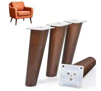 SXYHCK Lot de 4 Pieds De Meubles en Bois Massif 20cm Obliques, Pied De Table Coniques Style Scandinave Pieds De Rechange pour Canapé Fauteuil Buffet Meuble TV DIY(Walnut,10cm/4in)