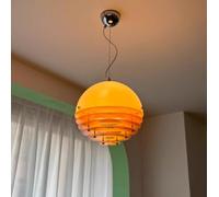 SXYSXYSXY Design Coucher de Soleil Lampe Suspendue E27 Acrylique & Verre 30x30cm Blanc & Orange Lustre Salle à Manger Chambre Salon Café
