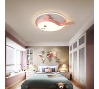 SXYSXYSXY Plafonnier chambre enfant motif baleine cartoon 50cm fer acrylique 59W plafond LED tons pastel réglage sans gradation avec télécommande chambre d'enfant,Rose