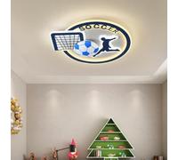 SXYSXYSXY Plafonnier Enfant Sport Football Cartoon rond but ballon foot joueur bleu blanc fer acrylique 50cm luminaire plafond LED variation continue télécommande chambre d'enfant chamb