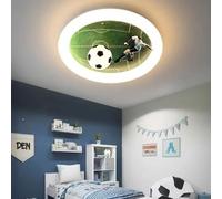 SXYSXYSXY Plafonnier Enfant Sport Football Cartoon rond terrain foot joueur fer acrylique résine 50cm luminaire plafond LED variation continue télécommande chambre d'enfant chamb