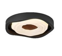 SXYSXYSXY Plafonnier forme organique ovale 50cm noir aspect noyer fer acrylique luminaire plafond LED réglage progressif avec télécommande chambre bureau étude