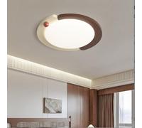 SXYSXYSXY Plafonnier rond bicolore crème aspect noyer 50cm fer plastique rotomoulé luminaire plafond LED réglage progressif avec télécommande chambre bureau étude