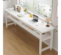 SXZenSpace Bureau électrique Extra Long à Hauteur réglable, Pieds Robustes en T, Finition Bois Massif, Poste de Travail Assis/Debout pour la Maison, Le Bureau ou Le Salon (Marron/Blanc)
