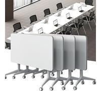 SXZenSpace Ensemble de 4 Tables de conférence Pliantes Modernes avec roulettes verrouillables, Portables et Pliables, pour réunions à Domicile, Bureaux, centres multimédias et salles de Class