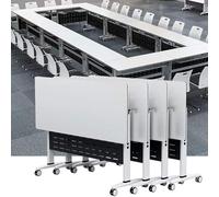 SXZenSpace Lot de 4 Tables de conférence Blanches Modernes, Pliables, à Plateau Rabattable, sur roulettes verrouillables, 120 x 40 x 75 cm