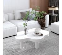 SXZenSpace Table d'appoint d'angle Ronde épaisse, Table Basse en Bois Massif, Forme Nuage irrégulière, Style thé, avec 3 Pieds, Petite Table d'appoint Centrale pour Chambre ou Salon, dimensio