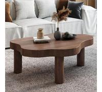 SXZenSpace Table d'appoint d'angle Ronde épaisse, Table Basse en Bois Massif, Forme Nuage irrégulière, Style thé, avec 3 Pieds, Petite Table Centrale pour Chambre ou Salon, C-100 * 40c