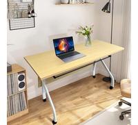SXZenSpace Table de conférence Pliante et Portable - Plateau Rabattable en Bois 140 x 60 x 75 cm avec roulettes silencieuses pour Salle de réunion, Formation et événements. Facile à déplacer.