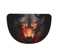 SXZVVBN Angry Red Wolf Paillasson en flanelle demi-lune pour l'intérieur